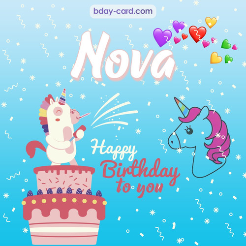 Happy Birthday pics for Nova with Unicorn