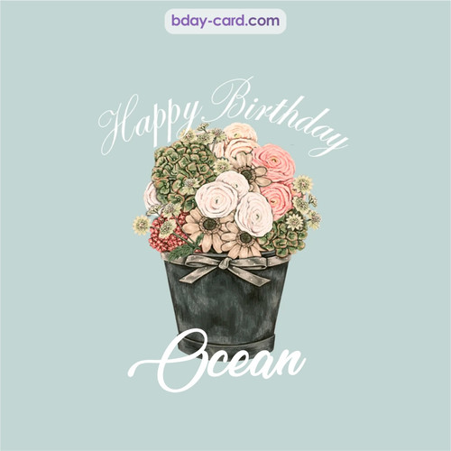 Birthday pics for Ocean with Bucket of flowers