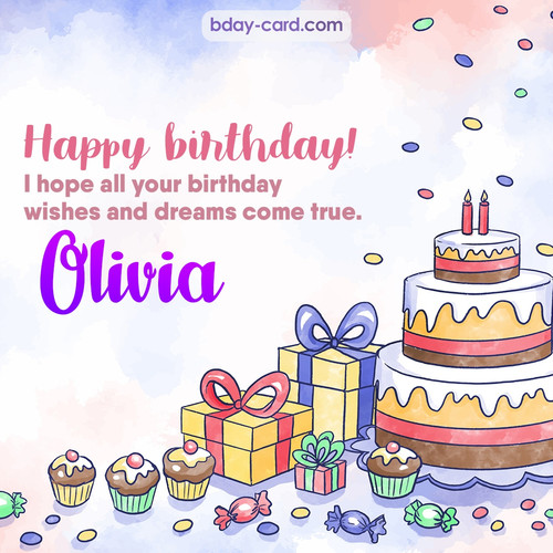 Greeting photos for Olivia with cake