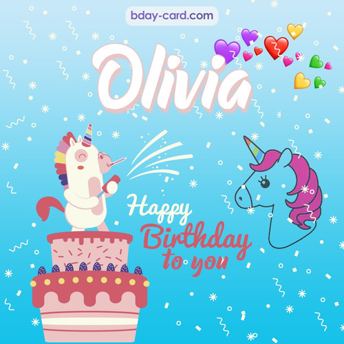 Happy Birthday pics for Olivia with Unicorn