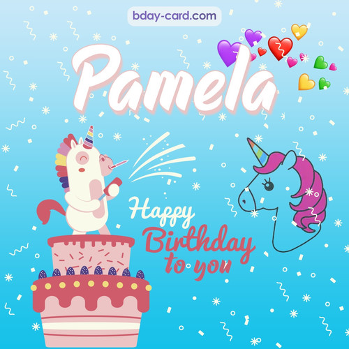 Happy Birthday pics for Pamela with Unicorn