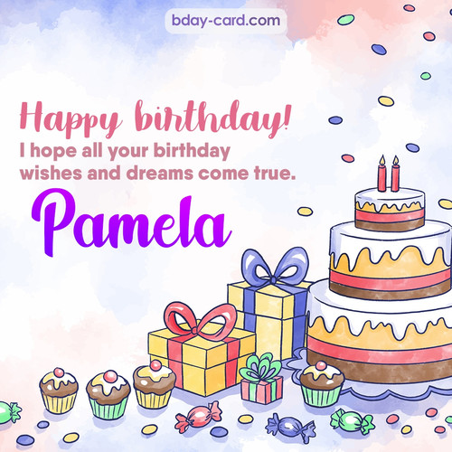Greeting photos for Pamela with cake