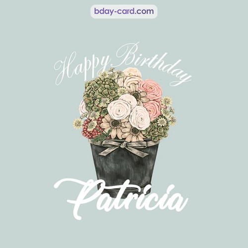 Birthday pics for Patricia with Bucket of flowers