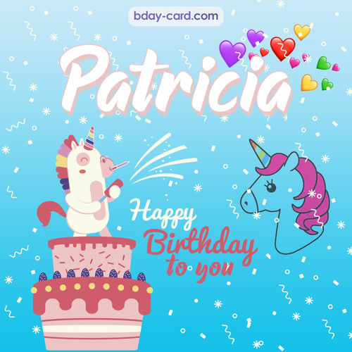 Happy Birthday pics for Patricia with Unicorn
