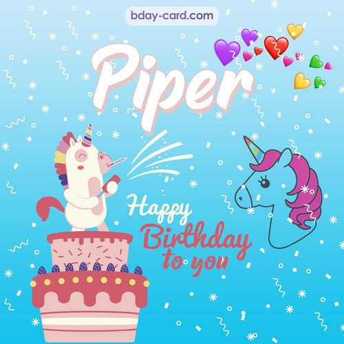 Happy Birthday pics for Piper with Unicorn