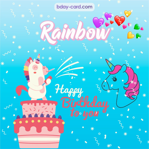 Happy Birthday pics for Rainbow with Unicorn