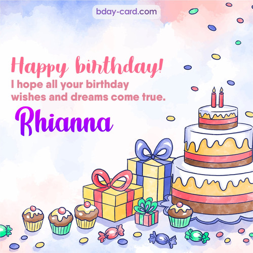 Greeting photos for Rhianna with cake