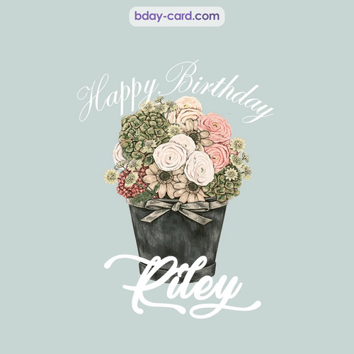 Birthday pics for Riley with Bucket of flowers
