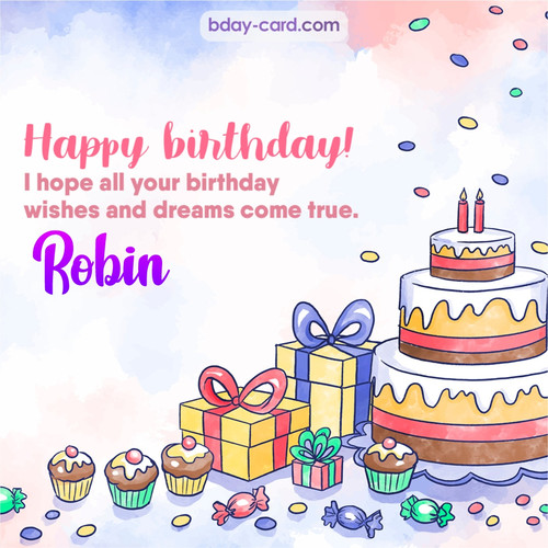 Greeting photos for Robin with cake