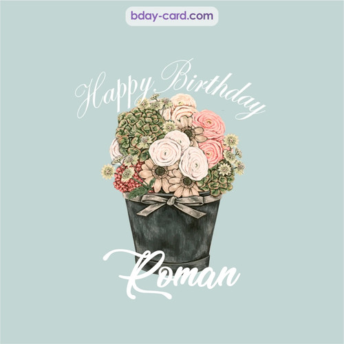 Birthday pics for Roman with Bucket of flowers
