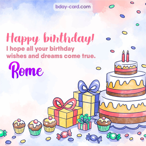 Greeting photos for Rome with cake