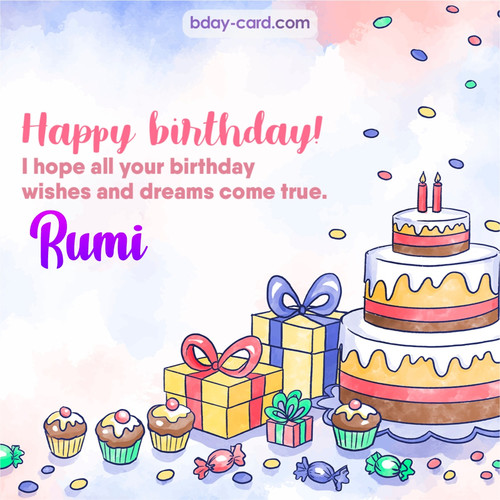 Greeting photos for Rumi with cake