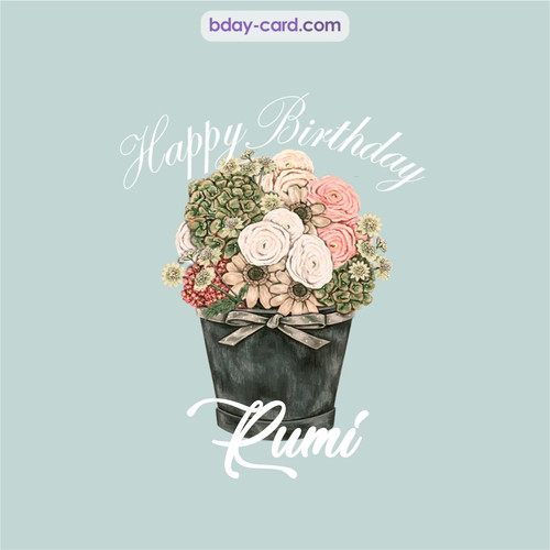 Birthday pics for Rumi with Bucket of flowers
