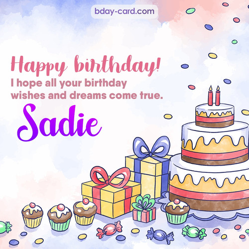 Greeting photos for Sadie with cake