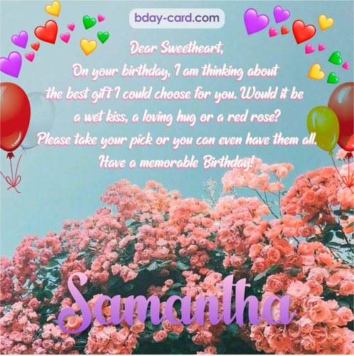 Birthday pic for Samantha with roses