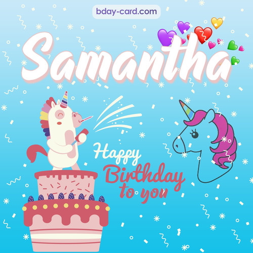 Happy Birthday pics for Samantha with Unicorn
