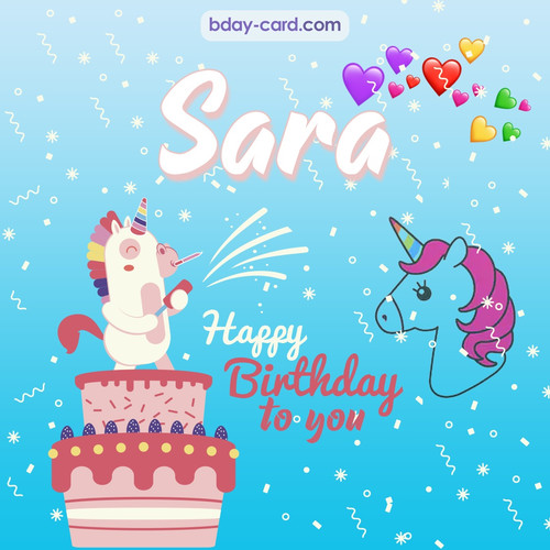 Happy Birthday pics for Sara with Unicorn