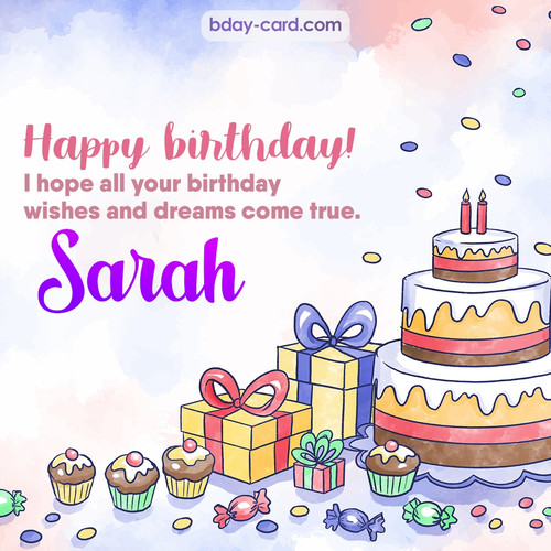 Greeting photos for Sarah with cake