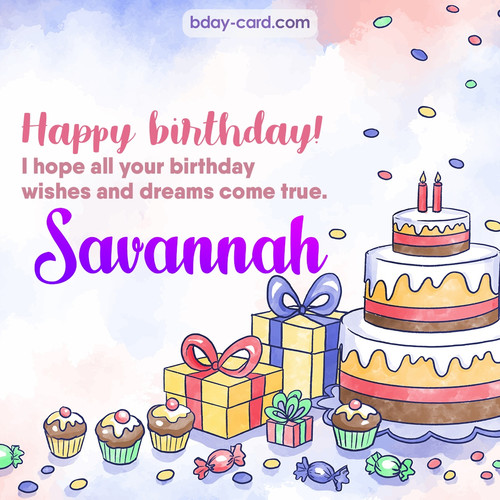 Greeting photos for Savannah with cake