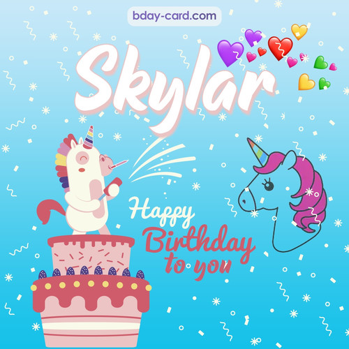 Happy Birthday pics for Skylar with Unicorn