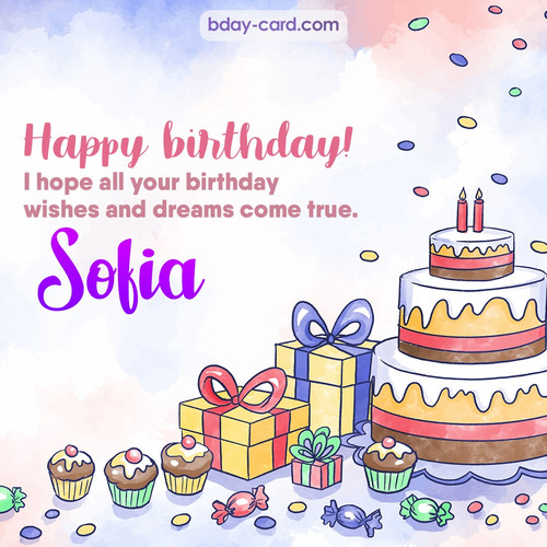Greeting photos for Sofia with cake