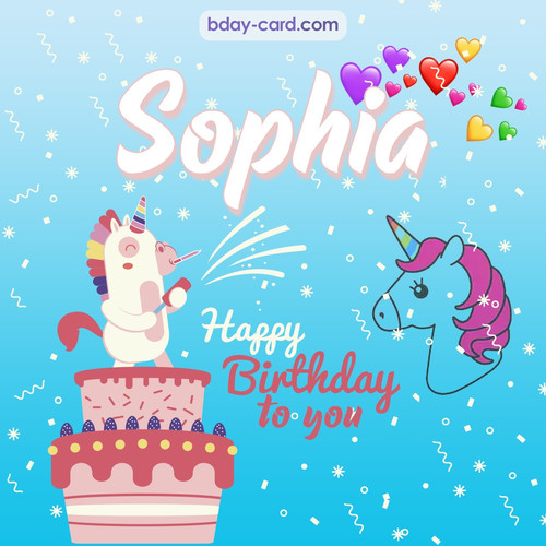 Happy Birthday pics for Sophia with Unicorn