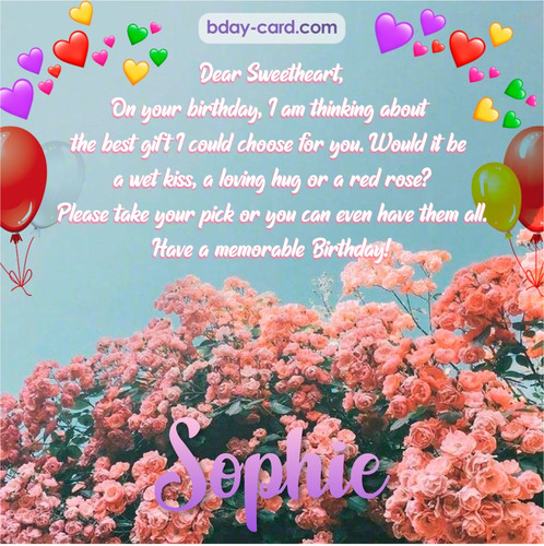 Birthday pic for Sophie with roses