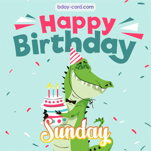 Happy Birthday images for Sunday with crocodile