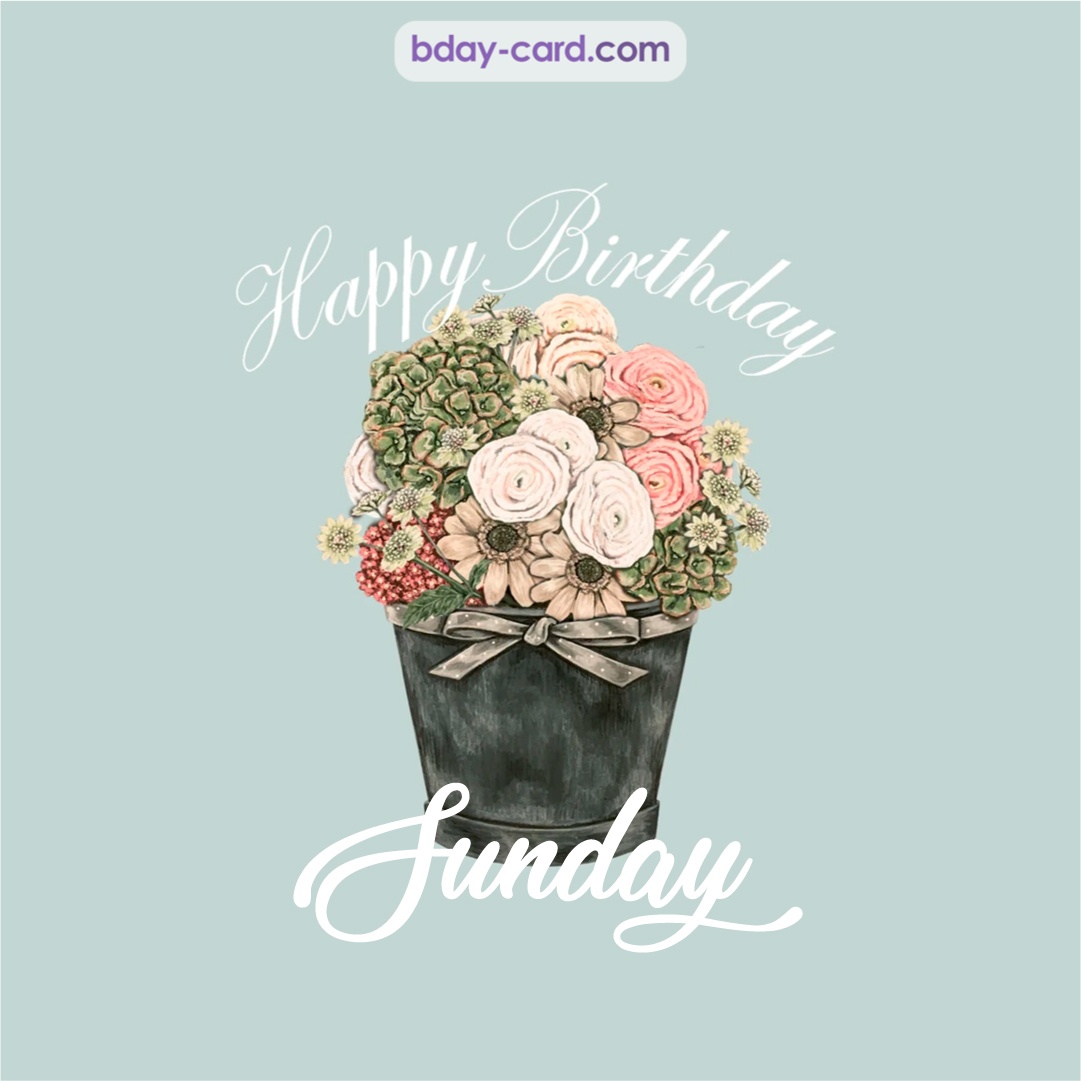 Birthday pics for Sunday with Bucket of flowers