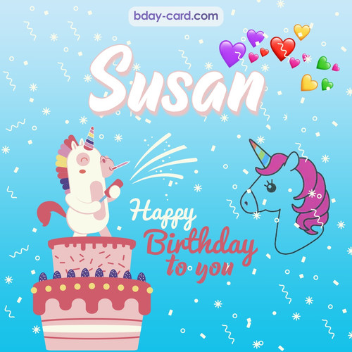 Happy Birthday pics for Susan with Unicorn