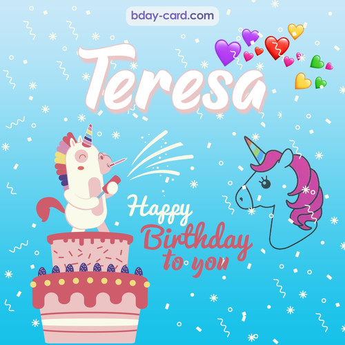 Happy Birthday pics for Teresa with Unicorn