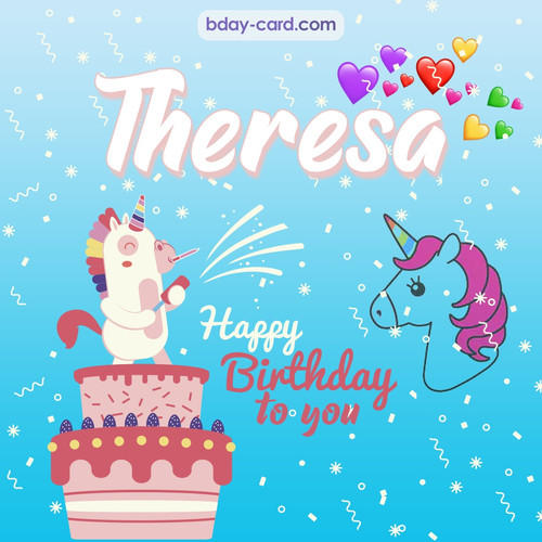 Happy Birthday pics for Theresa with Unicorn