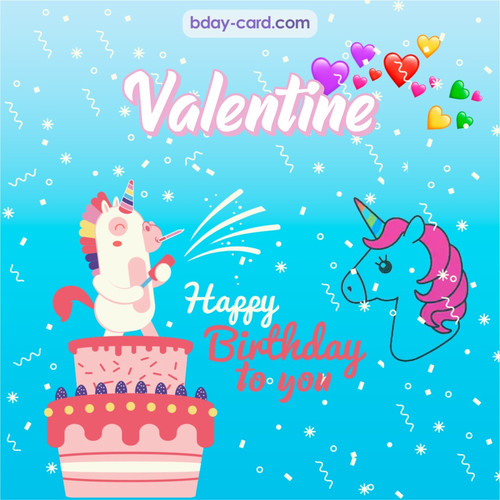 Happy Birthday pics for Valentine with Unicorn