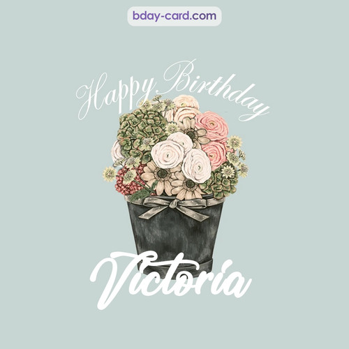 Birthday pics for Victoria with Bucket of flowers