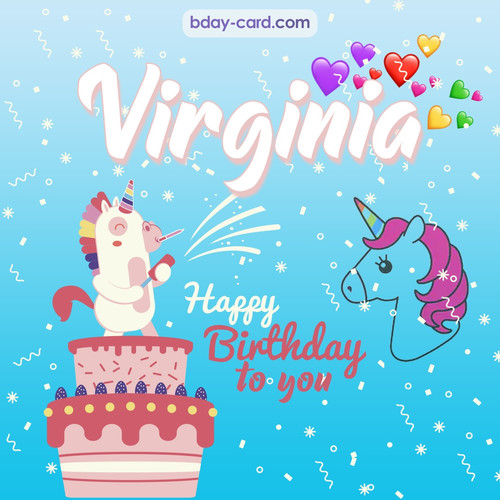 Happy Birthday pics for Virginia with Unicorn
