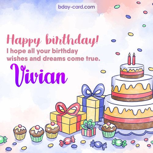 Greeting photos for Vivian with cake