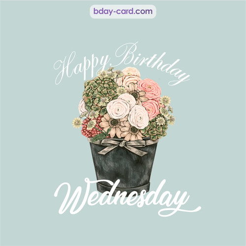 Birthday pics for Wednesday with Bucket of flowers