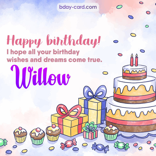 Greeting photos for Willow with cake
