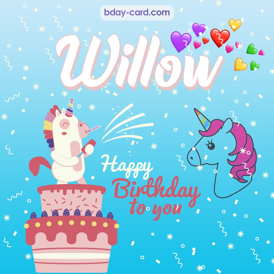 Happy Birthday pics for Willow with Unicorn
