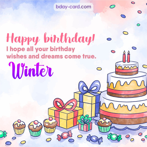 Greeting photos for Winter with cake