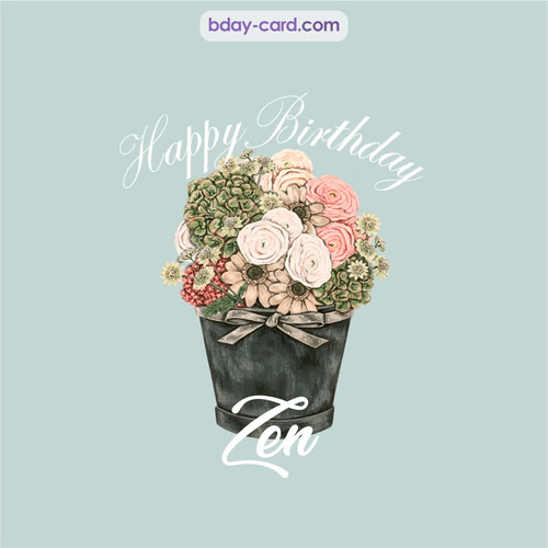 Birthday pics for Zen with Bucket of flowers