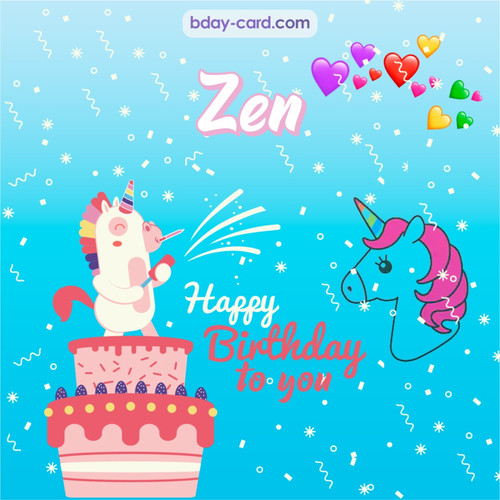 Happy Birthday pics for Zen with Unicorn