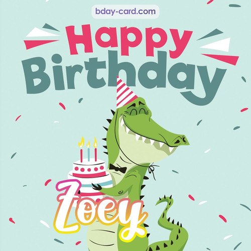 Happy Birthday images for Zoey with crocodile
