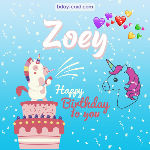 Happy Birthday pics for Zoey with Unicorn