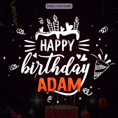 Black Happy Birthday cards for Adam