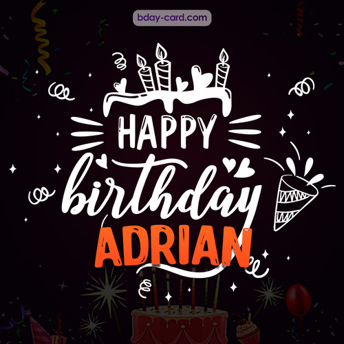 Black Happy Birthday cards for Adrian