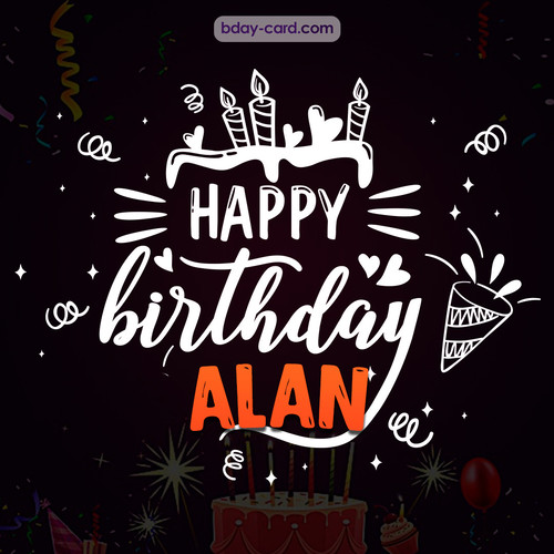 Black Happy Birthday cards for Alan