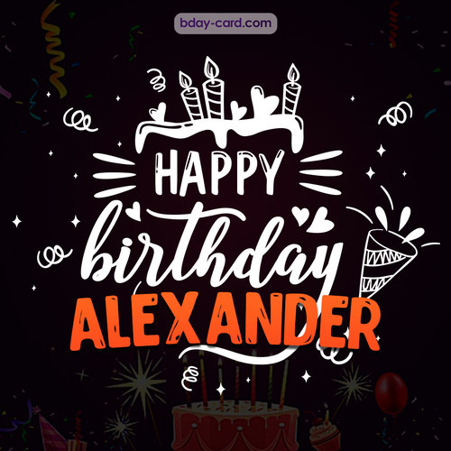 Black Happy Birthday cards for Alexander