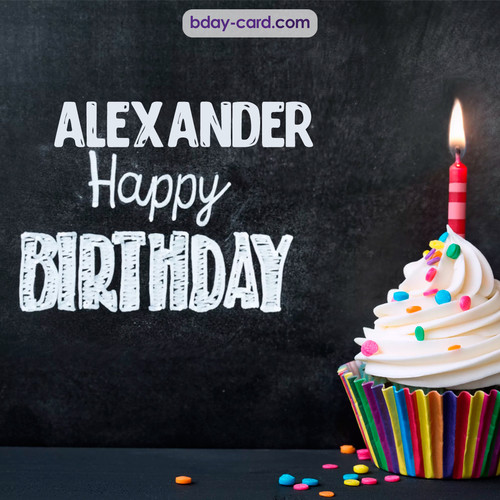 Happy Birthday images for Alexander with Cupcake