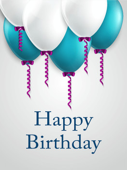 Blue white happy birthday balloon card birthday greeting ...